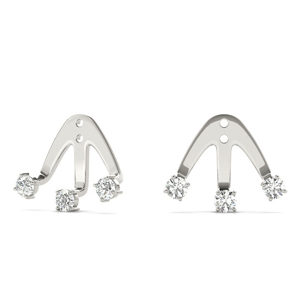 18K White Gold 3-Stone Lab Diamond Earring Jackets