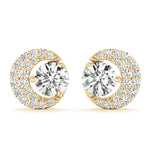 18K Yellow Gold Round Lab Diamond Earrings