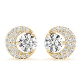 18K Yellow Gold Round Lab Diamond Earrings