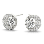 White Platinum Round Lab Diamond Fashion Earrings