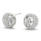 White Platinum Round Lab Diamond Fashion Earrings