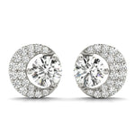White Platinum Round Lab Diamond Fashion Earrings