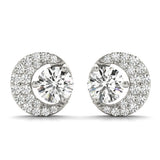 White Platinum Round Lab Diamond Fashion Earrings