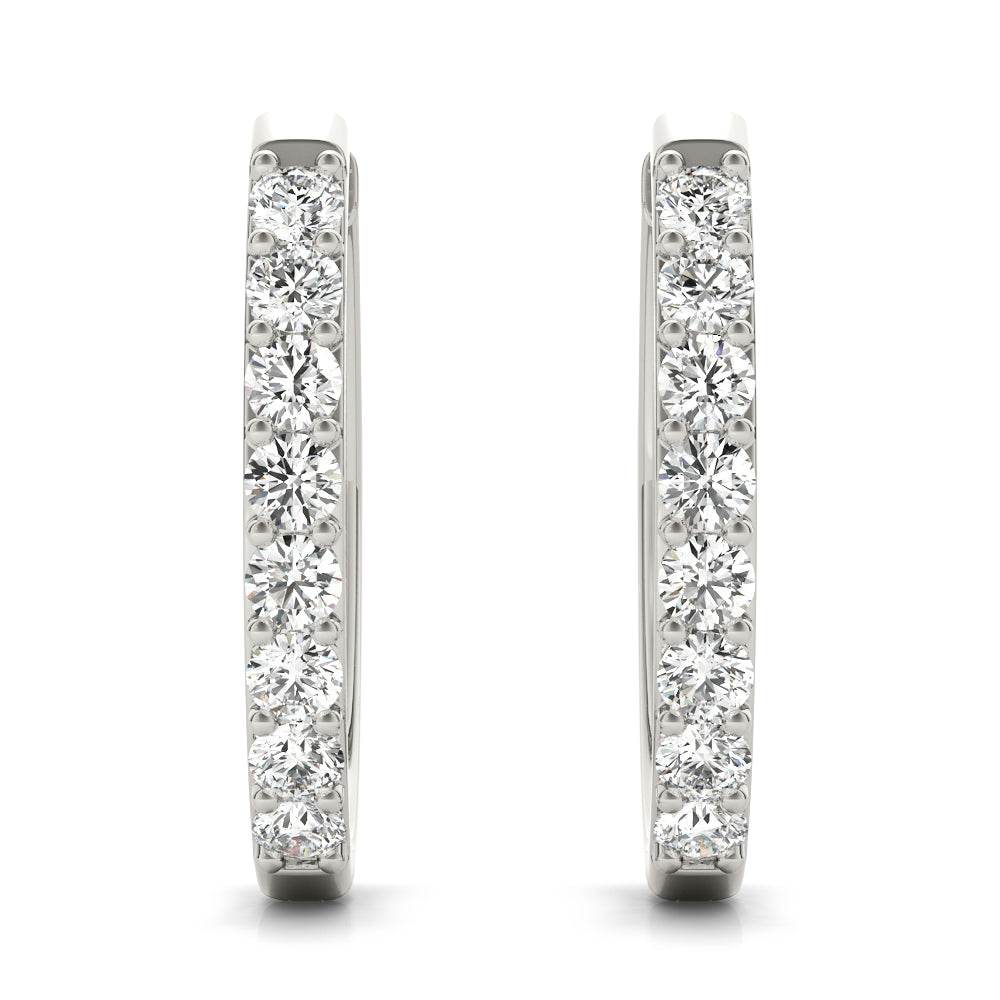 White Platinum Diamond Hoop Earrings
