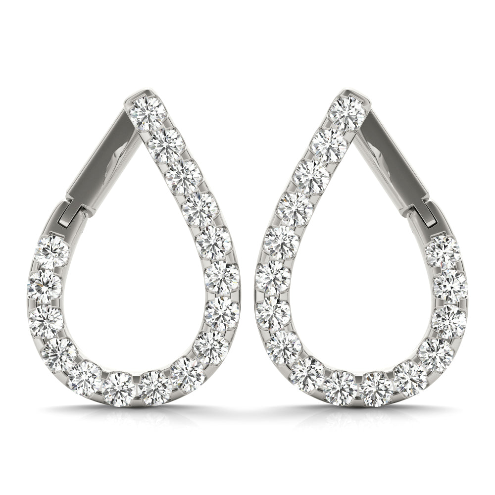 White Platinum Round Diamond Fashion Earrings