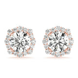 18K Rose Gold Lab Diamond Halo Earrings