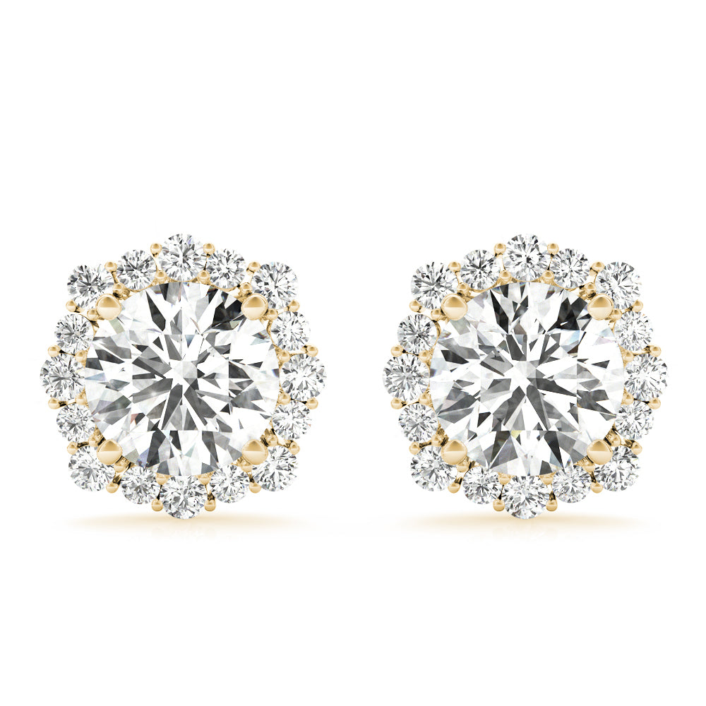 18K Yellow Gold Diamond Halo Earrings