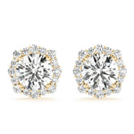 18K Yellow Gold Diamond Halo Earrings