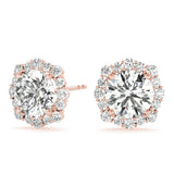 18K Rose Gold Lab Diamond Halo Earrings
