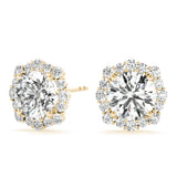 18K Yellow Gold Diamond Halo Earrings
