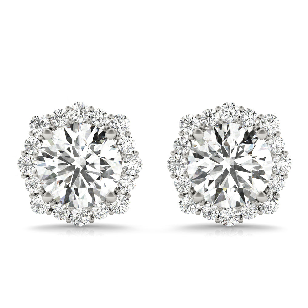 14K White Gold Lab Diamond Halo Earrings