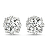 14K White Gold Lab Diamond Halo Earrings