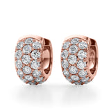 18K Rose Gold Lab Diamond 3-Row Huggie Earrings