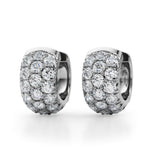 18K White Gold Lab Diamond 3-Row Huggie Earrings