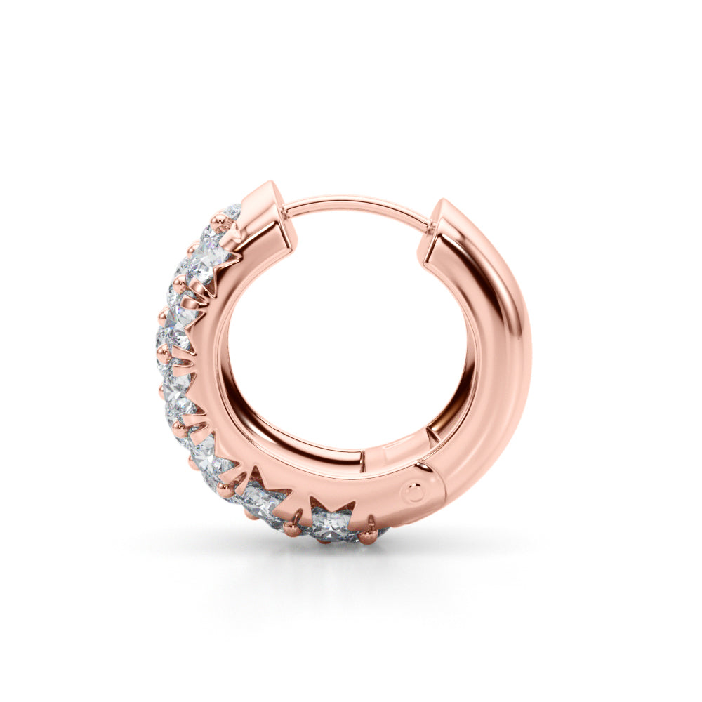 14K Rose Gold Lab Diamond Multi-Row Huggie Earrings