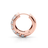 14K Rose Gold Lab Diamond Multi-Row Huggie Earrings