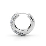 18K White Gold Lab Diamond 3-Row Huggie Earrings