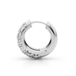Platinum White Diamond 3-Row Huggie Earrings