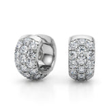 14K White Gold Multi-Row Diamond Huggie Earrings