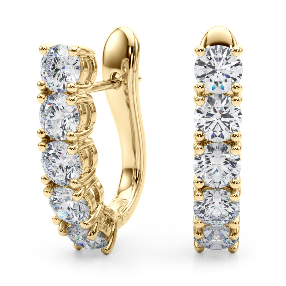 18K Yellow Gold Diamond J-Hoop Earrings