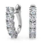 14K Gold Lab Diamond J-Hoop Earrings with Omega Backs