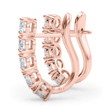 14K Rose Gold Diamond J-Hoop Earrings
