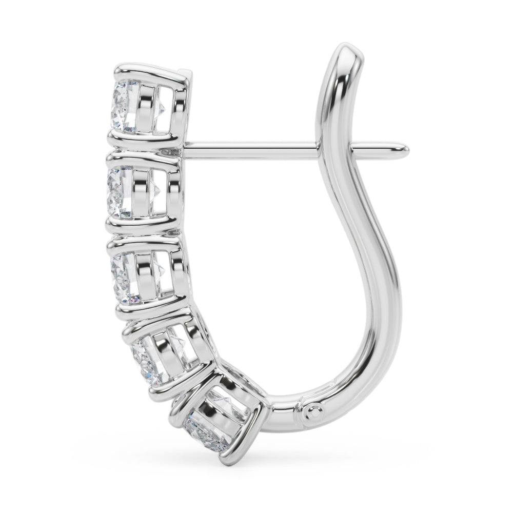 14K White Gold Lab Diamond J-Hoop Earrings