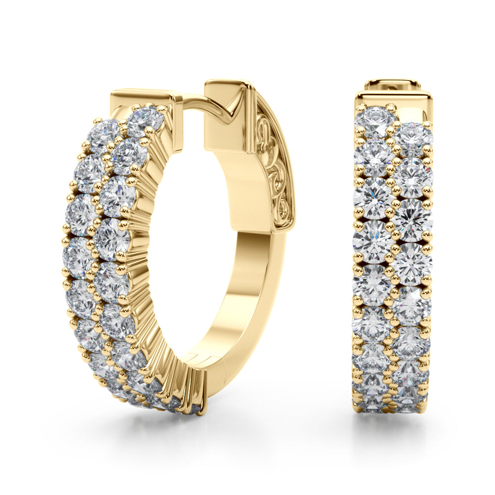 18K Yellow Gold Diamond Vault Lock Hoops