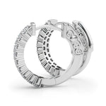White Gold Lab Diamond Double Row Hoop Earrings