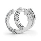 14K White Gold Diamond Vault Lock Hoop Earrings