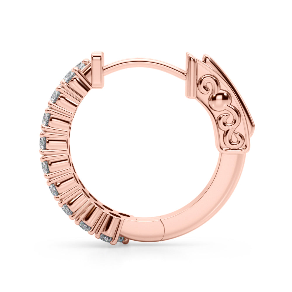 Rose Gold Lab Diamond Double Row Vault Lock Hoops