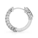 14K White Gold Diamond Vault Lock Hoop Earrings