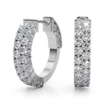White Gold Lab Diamond Double Row Hoop Earrings