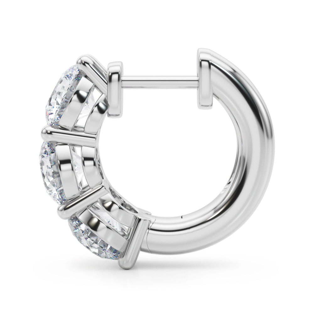 18K White Gold Lab Diamond Round Hoop Earrings