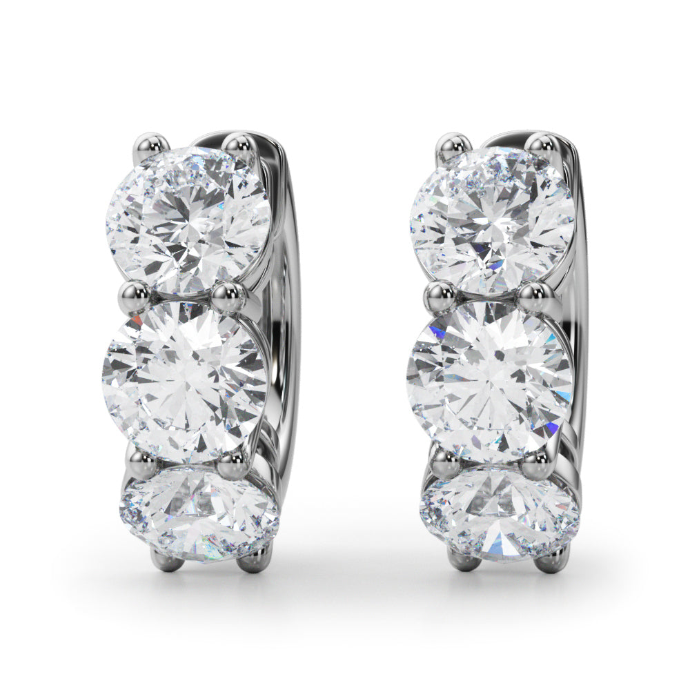 14K White Gold Lab Diamond Round Hoop Earrings