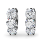 Platinum White Diamond Round Hoop Earrings