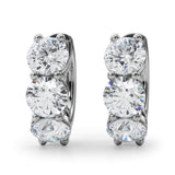 Platinum White Diamond Round Hoop Earrings