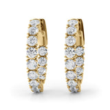 14K Yellow Gold Diamond Round Hoop Earrings