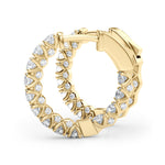 14K Yellow Gold Diamond Round Hoop Earrings