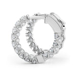 Platinum White Diamond Round Hoop Earrings
