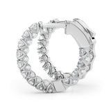 18K White Gold Lab Diamond Round Hoop Earrings