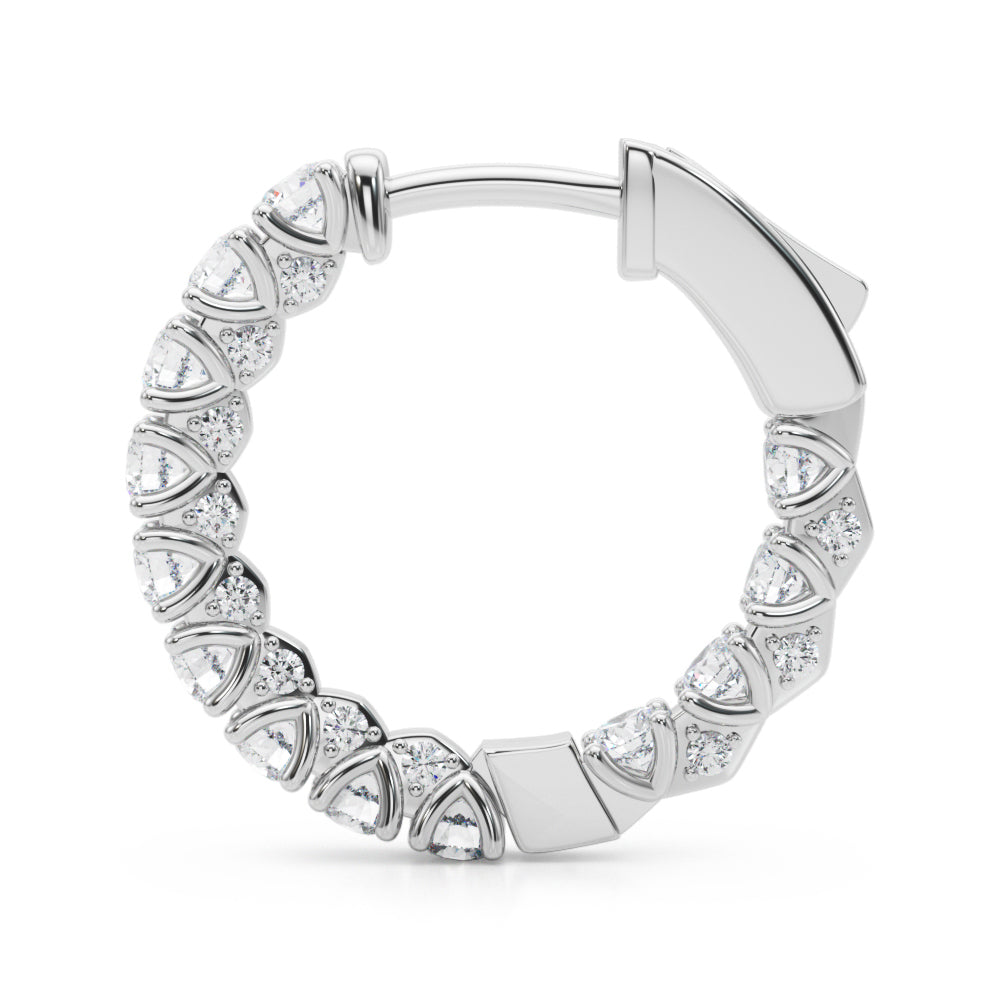 18K White Gold Lab Diamond Round Hoop Earrings