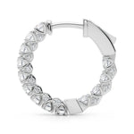 14K White Gold Lab Diamond Round Hoop Earrings