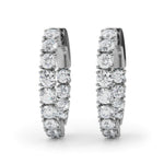 14K White Gold Lab Diamond Round Hoop Earrings