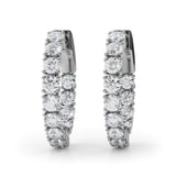 Platinum White Diamond Round Hoop Earrings