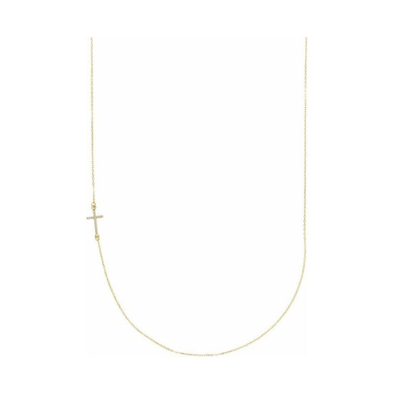 Accented Sideways Cross Necklace