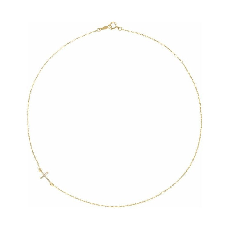 Accented Sideways Cross Necklace