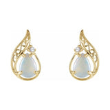 Accented Cabochon Sculptural Earrings