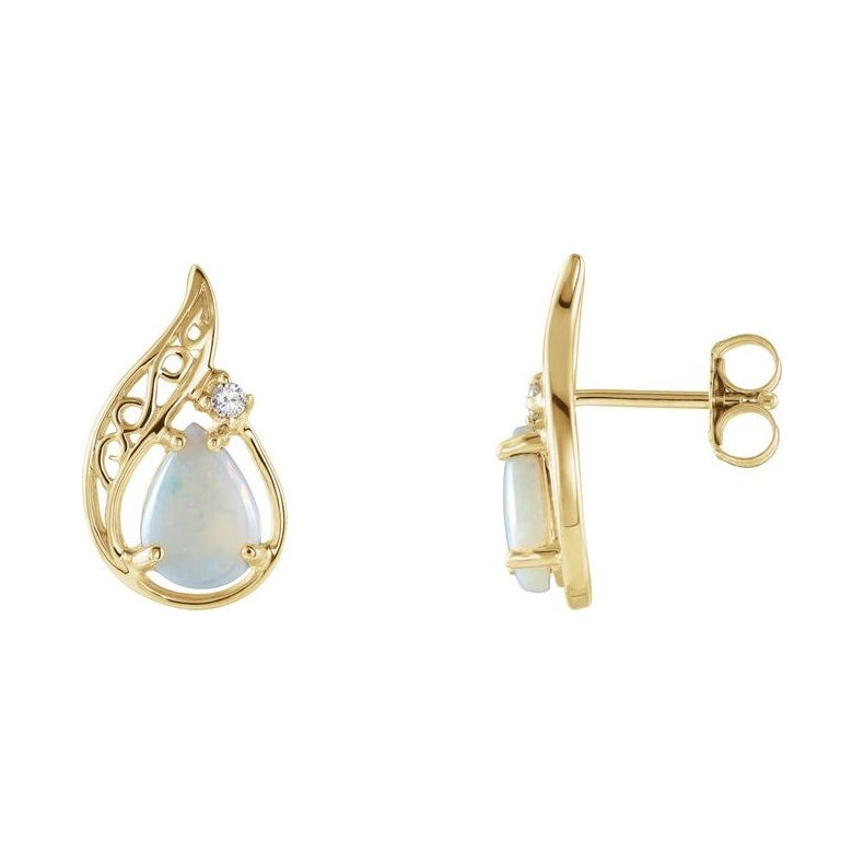 Accented Cabochon Sculptural Earrings