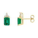 Emerald 4-Prong Accented Earrings